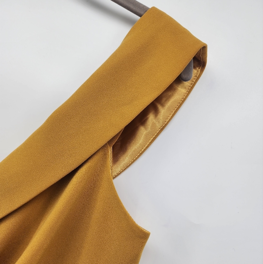 City Chic Rippled Love Off Shoulder Golden Mustard Draped Dress New‎ Size 16 - Picture 6 of 13
